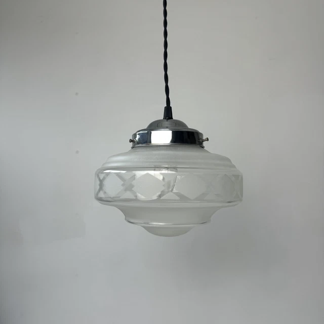 SUSPENSION ANCIENNE VINTAGE EN VERRE Old French Lamp EUR 90,00
